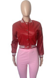 Pink Casual Solid Patchwork Buckle Outerwear