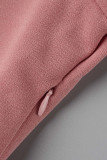Pink Casual Solid Patchwork Träne mit Gürtel O-Ausschnitt A-Linie Kleider