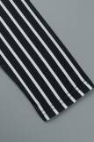 Schwarze, lässige Street-Plaid-Print-Patchwork-Oberteile mit O-Ausschnitt