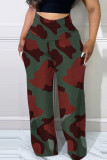 Camouflage Mode Casual Print Patchwork Normale hoge taille broek