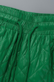 Grüne, lässige, einfarbige Harlan-Harlan-Hose mit hoher Taille