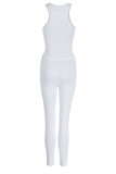 Белый Мода Однотонный Пэчворк с U-образным вырезом Без Рукавов Из двух частей
