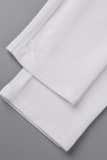 Weiß Fashion Solid Patchwork U-Ausschnitt ärmellos zweiteilig