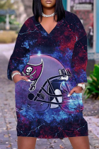 Пурпурные повседневные винтажные принты в стиле пэчворк с V-образным вырезом Прямые платья