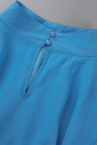 Babyblauw Casual effen patchwork Half coltrui Onregelmatige jurk Grote maten jurken