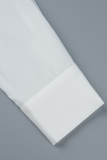 Weiße, lässig bedruckte Patchwork-Tops mit Umlegekragen