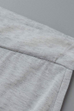 Colletto con cappuccio casual tinta unita grigio chiaro con cappuccio manica lunga due pezzi