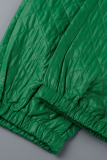 Pantalones casuales de color sólido Harlan de cintura alta Harlan de patchwork sólido verde