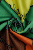 Robes droites multicolores à imprimé décontracté patchwork col en V