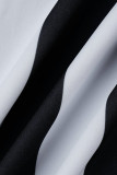 Brown Fashion Casual Striped Print Bandage Patchwork mit Gürtel V-Ausschnitt gerade Kleider