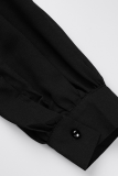 Black Casual Solid Patchwork Half A Turtleneck Irregular Dress Plus Size Dresses