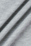 Colarinho com capuz cinza claro casual patchwork sólido manga longa duas peças