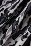 Luipaardprint Casual print bandage uitgehold patchwork O-hals rechte jurken