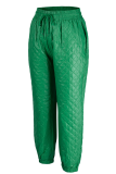 Grüne, lässige, einfarbige Harlan-Harlan-Hose mit hoher Taille