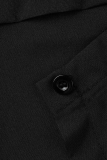 Top con colletto rovesciato in tinta unita nera alla moda