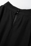 Robe irrégulière à col roulé et patchwork uni décontracté noir Robes de grande taille
