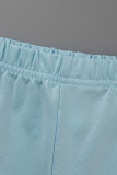 Bleu bébé Décontracté Sportswear Imprimé Patchwork Solide Skinny Taille Haute Short