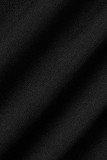 Robes décontractées à col oblique asymétrique en patchwork uni noir