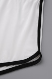 Бирюзовый Повседневная спортивная одежда С принтом Однотонный Пэчворк Узкие Высокая талия Шорты
