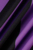 Фиолетовый сексуальный полосатый принт в стиле пэчворк O-образным вырезом A Line Платья