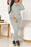 パープル カジュアル ソリッド パッチワーク フード付き 襟 長袖 ツーピース