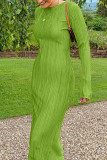 Verde Casual Sólido Patchwork Doblar O Cuello Vestidos Rectos