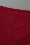 Pantalones cortos de cintura alta flacos con estampado de ropa deportiva informal morado
