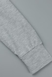 Grigio Casual Sportswear Solid scavato fuori patchwork cerniera colletto manica lunga due pezzi