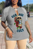 T-shirts bordeaux à col en V et pampilles Daily Skull