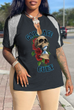 Ljuslila Daily Skull Tofs V-hals T-shirts