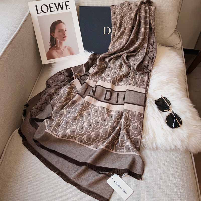 

Coffee Elegant Print Letter Scarf