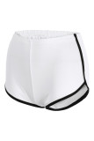 Weiße, lässige Sportbekleidung mit festem Patchwork, dünner, hoher Taille