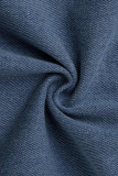Blauw vest asymmetrisch effen patchwork The cowboy Pure denim jack met korte mouwen