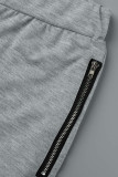 Abbigliamento sportivo casual nero Solido scavato patchwork con cerniera colletto manica lunga due pezzi