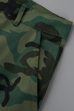 Albicocca Moda Casual Camouflage Stampa Patchwork Vita Alta Jeans Regular Denim
