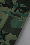 Albicocca Moda Casual Camouflage Stampa Patchwork Vita Alta Jeans Regular Denim