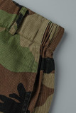 Camouflage Lässiger Druck Camouflage-Druck Patchwork-Tasche Gerade Positionierungsdruckunterteile