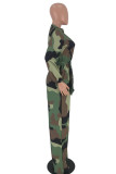 Camouflage Casual Camouflage Stampa Patchwork Colletto Turndown Tute Taglie Forti