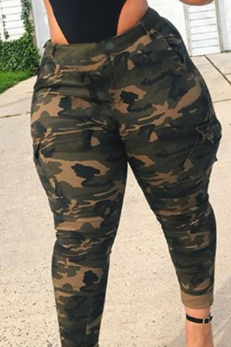 Camouflage Casual Camouflage Print Patchwork Plus Size Trousers