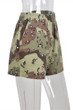 Shorts de cintura alta com estampa de camuflagem casual camuflado estampado de retalhos regular