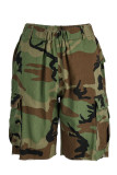 Camouflage Casual Print Camouflage Print Patchwork Pocket Straight Positioning Print Bottoms
