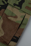 Camouflage Lässiger Druck Camouflage-Druck Patchwork-Tasche Gerade Positionierungsdruckunterteile