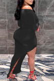 Черные сексуальные однотонные лоскутные платья с разрезом и V-образным вырезом юбка-карандаш