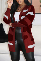 Красный Повседневный принт Камуфляжный принт Верхняя одежда в стиле пэчворк