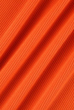 Oranje sexy casual effen uitgeholde rugloze skinny jumpsuits met één schouder