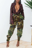 Pantalon de Camouflage décontracté, imprimé Camouflage de rue, déchiré, Patchwork, droit, taille haute, imprimé complet