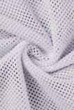 Robes de jupe crayon à col roulé en patchwork solide blanc sexy