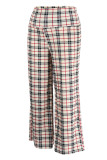 Pantaloni a vita alta regolari con stampa patchwork casual alla moda color albicocca