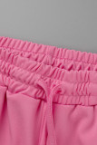 Rosso rosa moda casual stampa patchwork o collo manica lunga due pezzi