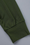 Verde militare moda casual stampa patchwork o collo manica lunga due pezzi